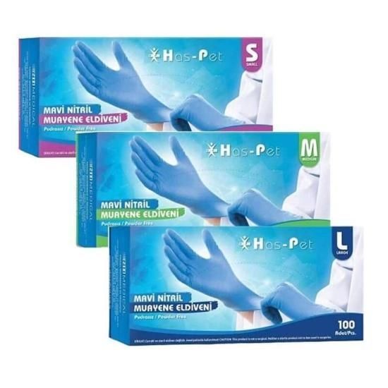 Has-Ped Mavi Nitril Pudrasız Eldiven 100 lü XL