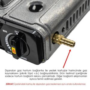 Rox Camping 0103 Tekli Portatif Kamp Ocak(Ekstra Gaz Girişli) - 3 Adet Rox Valfli Kamp Gazı Kartuş 227gr Hediyeli
