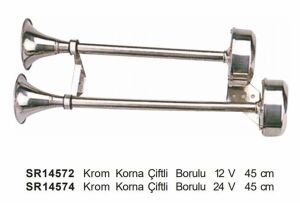 Krom Elektrikli Korna Çiftli 24V 45 Cm
