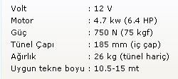 Başpervane 75Kgf 12V