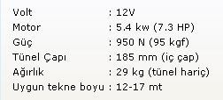 Başpervane 95Kgf 12V