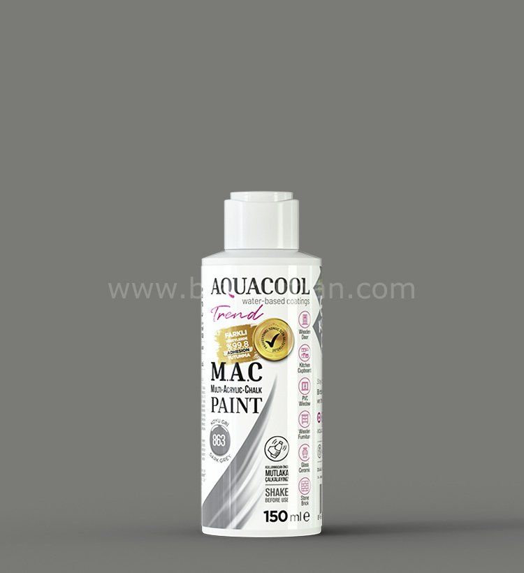 Trend M.A.C Su Bazlı Koyu Gri 863 Lake Boya 150 ml