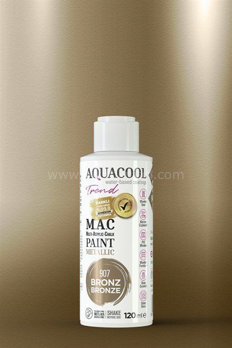 Trend M.A.C Su Bazlı Akrilik Vernikli Lake Metalik 907 Bronz Boya 120 ml
