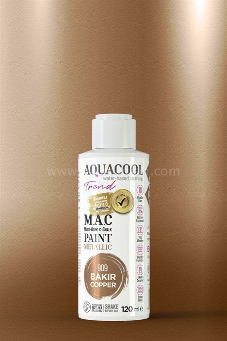Trend M.A.C Su Bazlı Akrilik Vernikli Lake Metalik 909 Bakır Boya Boya 120 ml