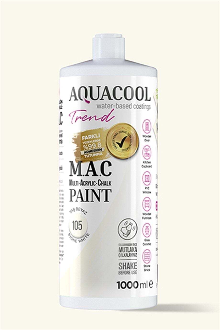 Aquacool Trend M.A.C Su Bazlı Taş Beyaz 105 1000 ML