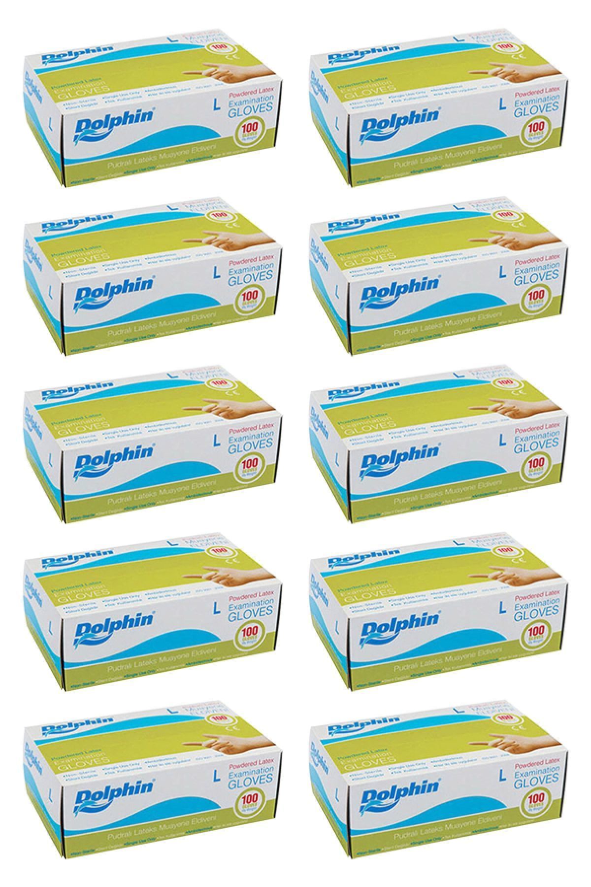 DolphinDolphin Beyaz Lateks Eldiven Pudralı L 100 Adet x 10 Paket