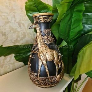 Zürafa Figürlü Safari Vazo Siyah Gold
