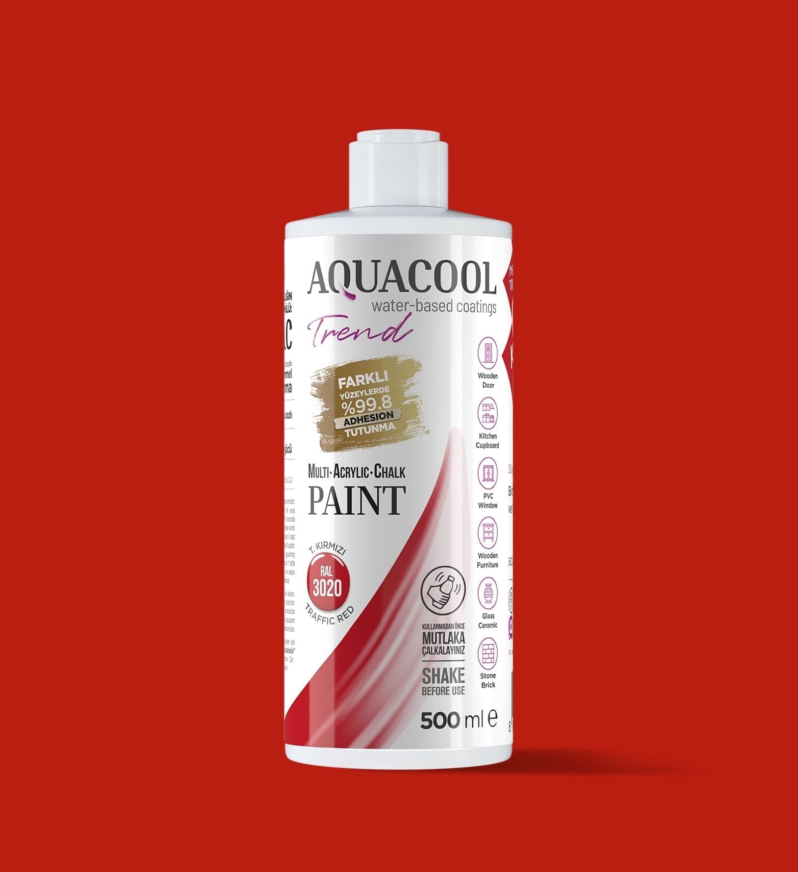 Aquacool Trend MAC Boya 500ml RAL 3020 T. Kırmızı