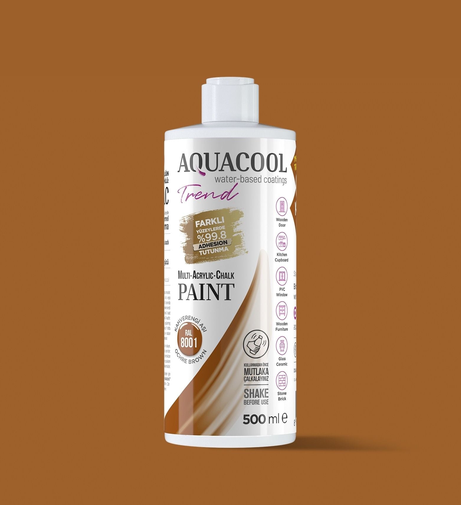 Aquacool Trend MAC Boya 500ml RAL 8001 Kahverengi Aşı